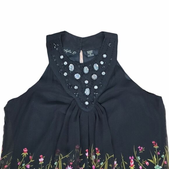 Lola P. Chiffon Shift Colorful Floral C
Black Dress Embellished Neck Pullover XL - Picture 4 of 16